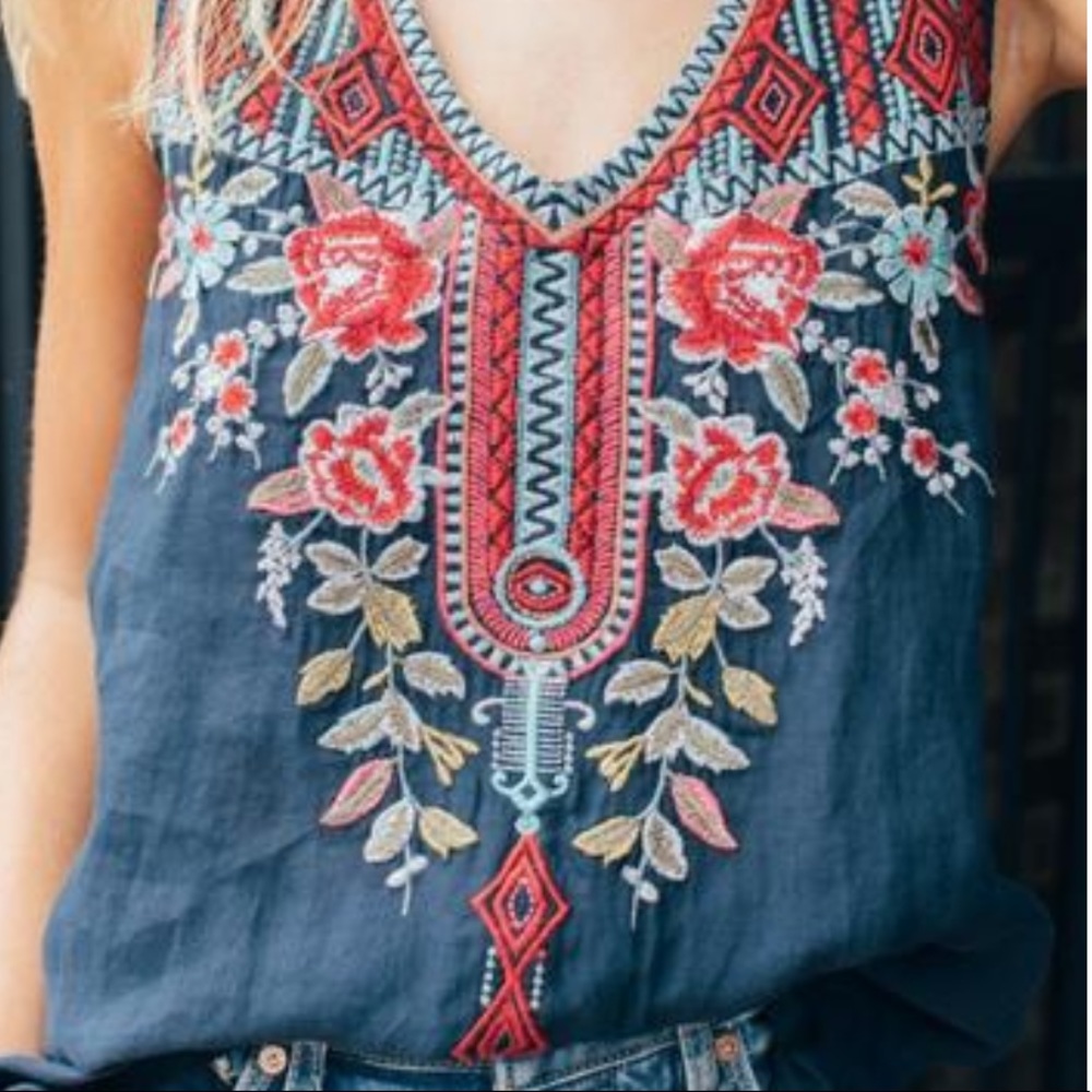 Johnny Was NWT Cyrelle V-Neck BOHO Tank